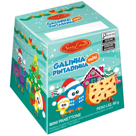 Mini panetone santa edwiges 80g gotas choco galinha pintadinha