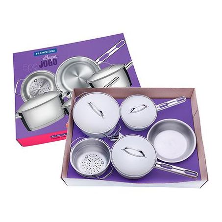 JOGO PANELAS TRAMONTINA ALLEGRA ACO INOX 5 PCS