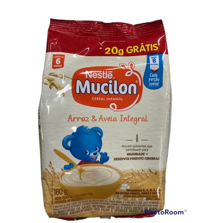 Mucilon 180g sache arroz e aveia integral grátis 20g