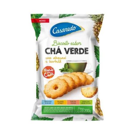 BISCOITO CASAREDO CHA VERDE C/ABAC E HORT 200G