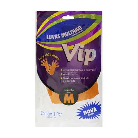 Luva de Latex Vip Tamanho M Multiuso Embalagem 1 Par