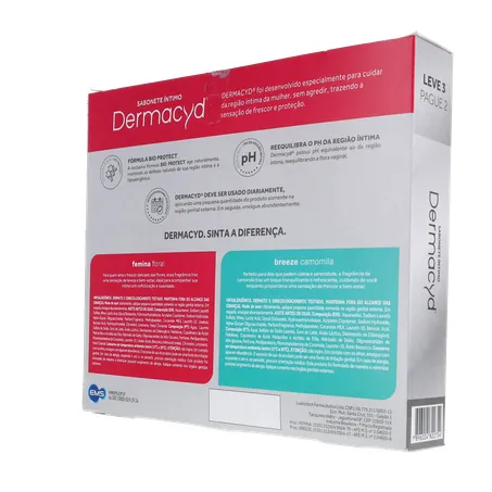 KIT SABONETE ÍNTIMO LÍQUIDO DERMACYD BREEZE CAMOMILA 200ML + 2 UNIDADE FEMININA FLORAL 200ML LEVE 3 PAGUE 2 360-22