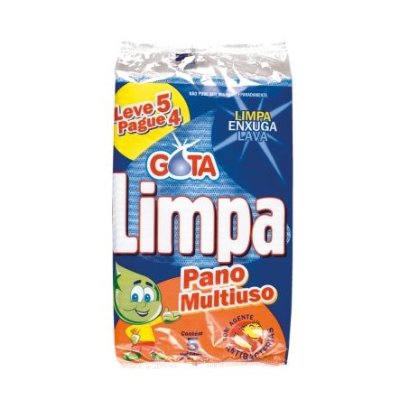 Pano multiuso gota limpa 33x50cm c/5un*