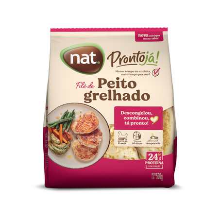 Filé de peito de frango grelhado Nat Pronto Já congelado 500g