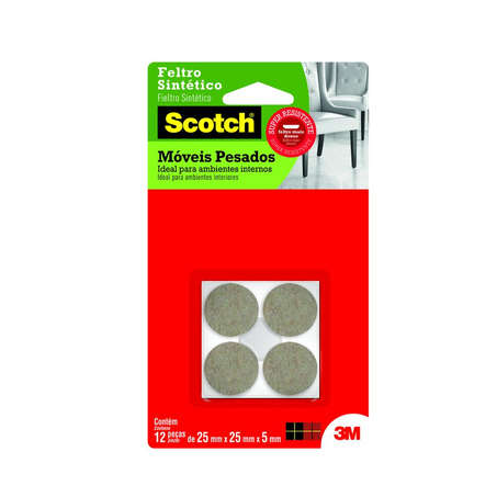 Feltro Sint Scotch Moveis Pesados Redondo com 12