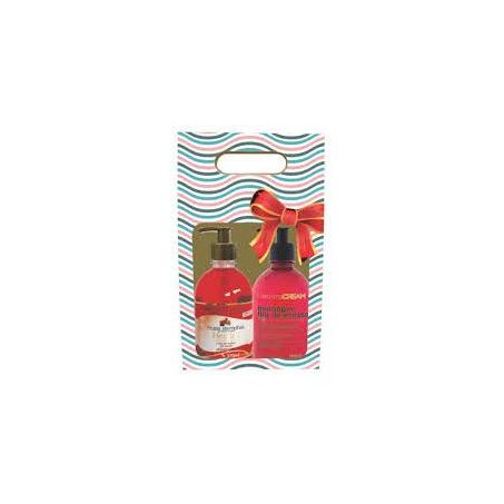 KIT SABONETE LIQ.FRUTAS VERM+LOCÃO MORANGO E FLOR DE AMEIXA 