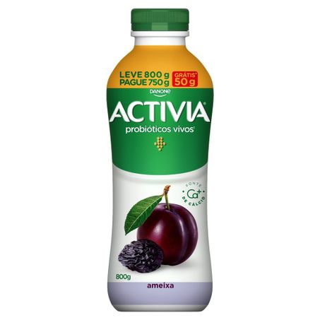 Leite Fermentado Activia Ameixa Garrafa Leve 800g Pague 750g 
 