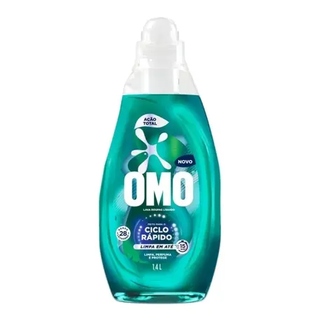 Lava Roupas Líquido Omo Ciclo Rápido Ação Total Frasco 1.4lt