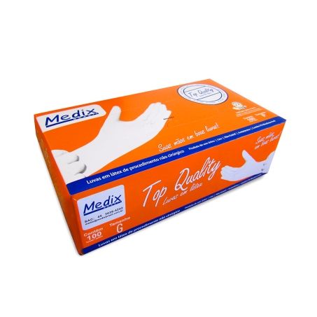 Luva descartavel medix pcc/100 latex com po g branca