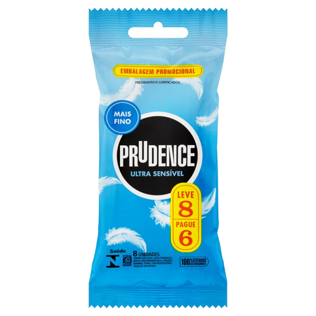 Preservativo Prudence Ultrassensível - Leve 8, Pague 6 Preservativos