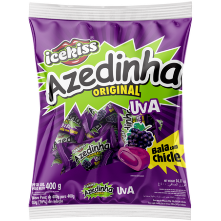 Bala dura azedinha icekiss 400g com chile uva