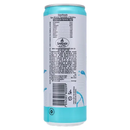 ÁGUA MINERAL SARANDI ALKALINE SEM GÁS LATA 350ML 360-23