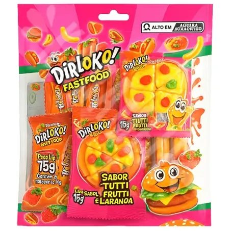 BALAS DE GELATINA DIP LOKO FAST FOOD GUMMY  75G
