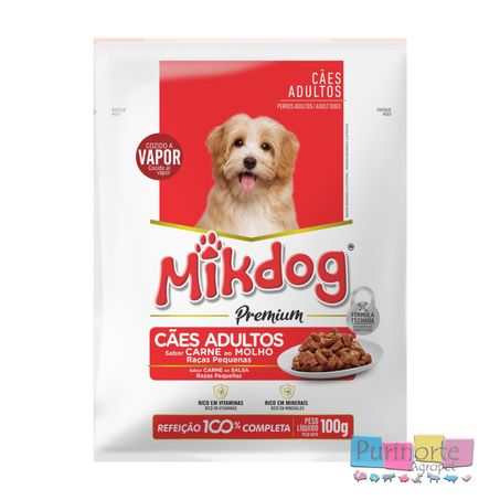 RACAO UMIDA PARA CAES MIKDOG MINI 100G CARNE