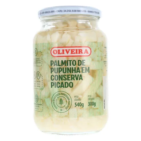 PALMITO PUPUNHA OLIVEIRA PICADO VIDRO 300G 360-0