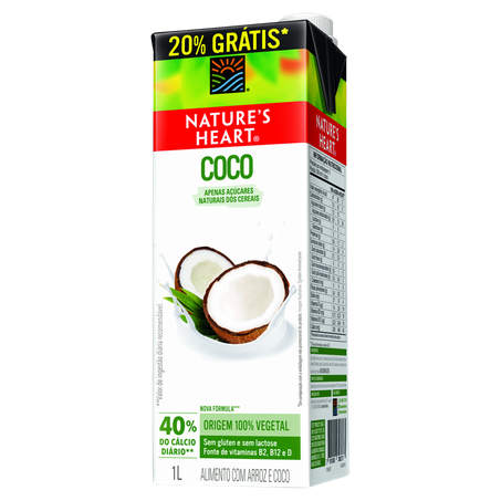 Bebida Vegetal Natures Heart 1L 20 Arroz/Coco