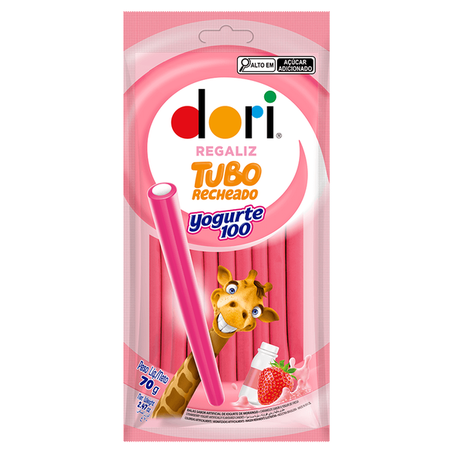 Bala Dori Regaliz Tubo Yorgurte Recheado Pacote 70g 
 