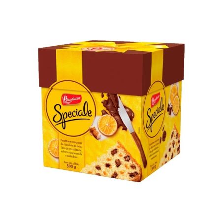 Panettone Bauducco com Gotas de Chocolate/laranja E Amêndoas Caixa 500G
