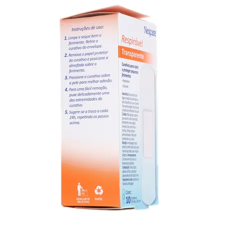 Curativo nexcare transparente respirável caixa c-10unid 360-12