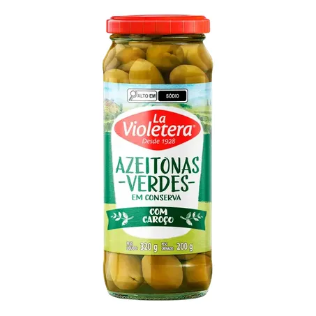 La Violetera Azeitona Verde Inteira 200G Em Conserva