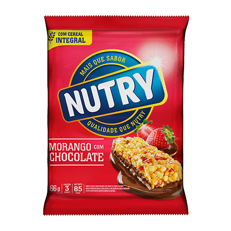 Barrinha Nutry 66g Trad Pct C/3 Morango/Chocolate