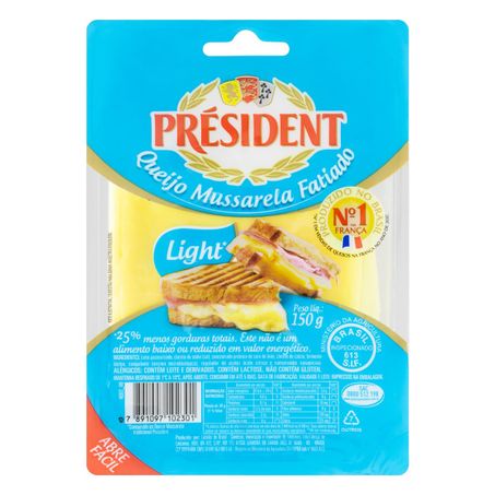 QUEIJO MUSSARELA FATIADO LIGHT PRÉSIDENT