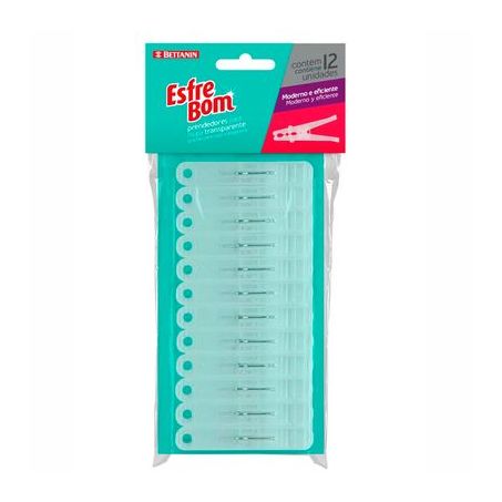 BETTANIN ESFREBOM PRENDEDOR  PLASTICO TRANSPARENTE COM 12UN