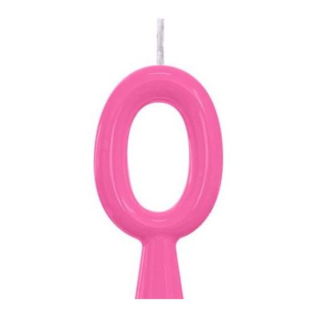 Vela Aniversário Alegria Tubular Lisa N.0 Rosa