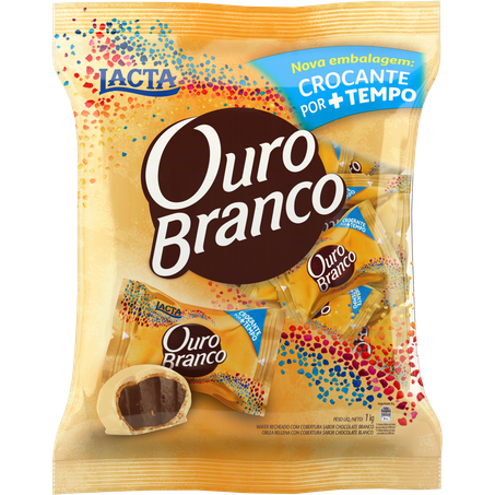 BOMBOM LACTA OURO BRANCO PACOTE 1KG
