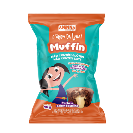 Muffin de Chocolate e Baunilha Aminna O Show da Luna 40g