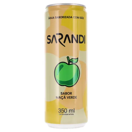 ÁGUA SABORIZADA COM GÁS SARANDI MAÇA VERDE LATA 350ML