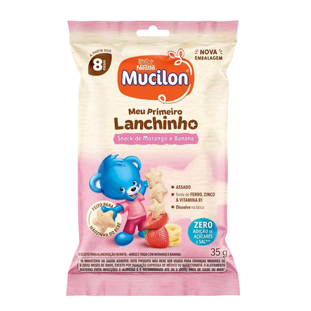 Snack Mucilon Meu Primeiro Lanchinho Morango e Banana 35g