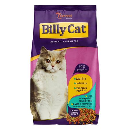Ração para gatos carne, frango e peixe billy cat