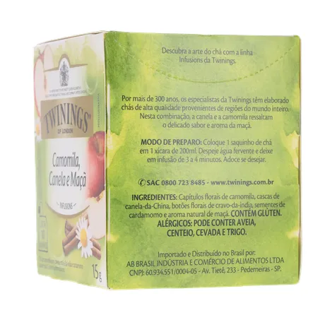 Chá Camomila, Canela e Maçã Twinings Infusions Caixa 15g 10 Unidades 360-25