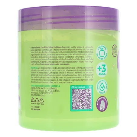 GELATINA CAPILAR INFANTIL KOLENE CACHINHOS COM GLITTER POTE 500G 360-23