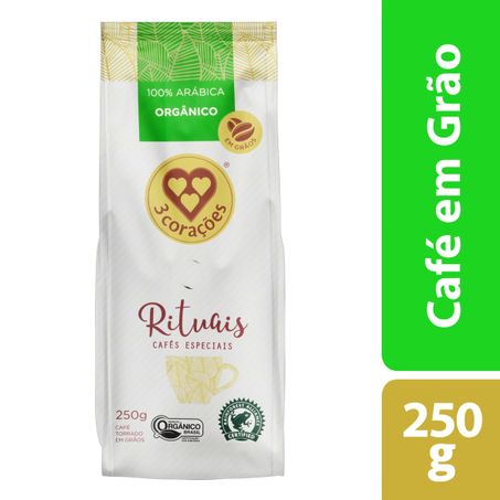 CAFÉ TORRADO EM GRÃOS ORGÂNICO 3 CORAÇÕES RITUAIS
