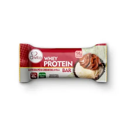 Barra proteica q-vita whey protein leite em pó com creme de avelã 40g