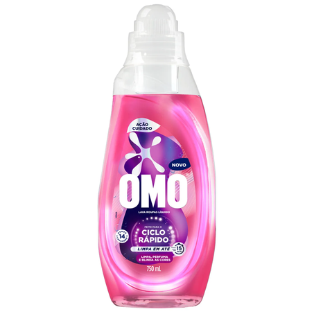 LAVA ROUPAS LÍQ OMO CICLO RÁPIDO CUIDADO 750ML