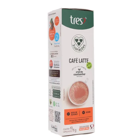 Café com Leite em Cápsula 3corações Latte Vegano Caixa com 10un - 110gr 360-15