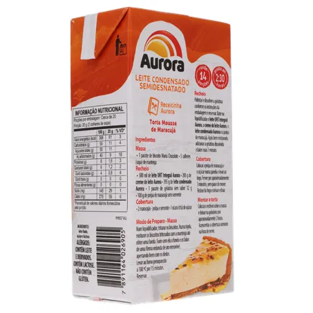 Leite cond aurora semidesn. 395g 360-14
