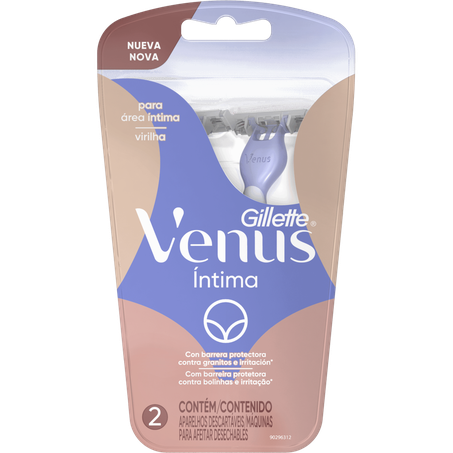APARELHO PARA DEPILAR DESCARTÁVEL GILLETTE VENUS ÍNTIMA CARTELA C/2UNID