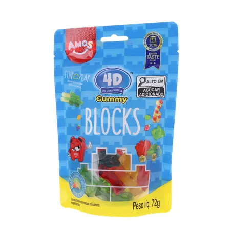 Bala de Gelatina Amos Gummy Blocks Sachê 72gr 360-1