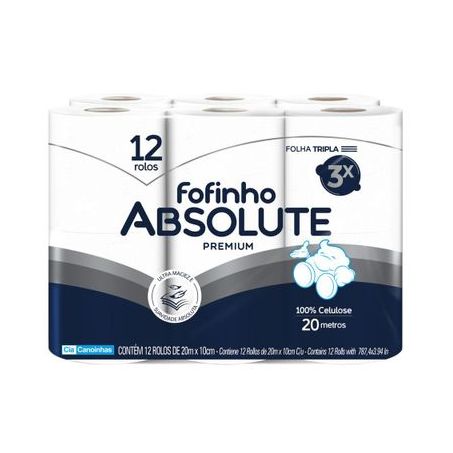 PAPEL HIGIENICO FOFINHO ABSOLUTE F.TRIPLA 20MT C/12