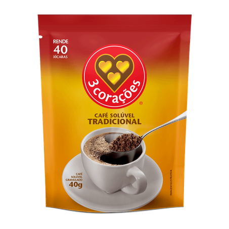 CAFE SOLUVEL GRANULADO 3 CORACOES TRADICIONAL REFIL 40G