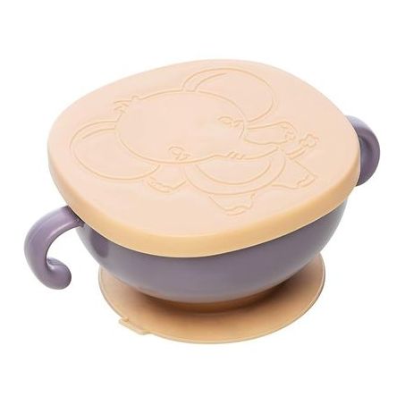 BOWL COM TAMPA E VENTOSA BABY ELEFANTE ROSA