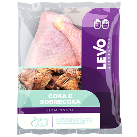 COXA COM SOBRECOXA DE FRANGO SEM DORSO LEVO PACOTE CONGELADA KG
