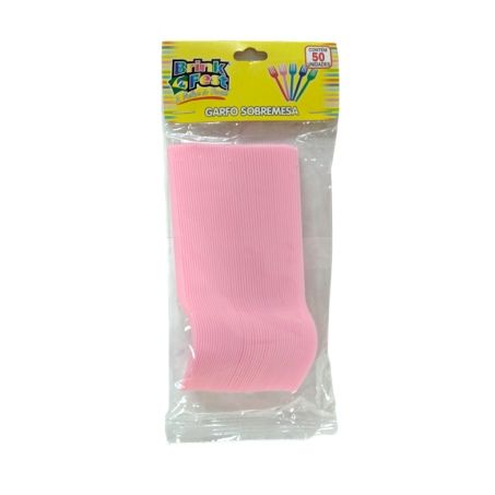Garfo descartável brink fest rosa c/50