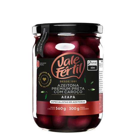 Azeitona Vale Fertil 300g Premium Preta Azapa
