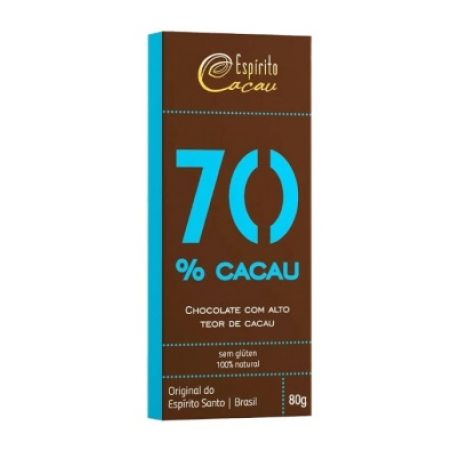 CHOCOLATE ESPIRITO CACAU 80G 70% S/LACTO