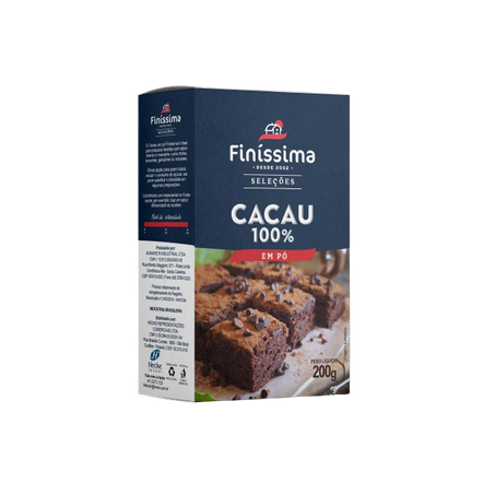 Chocolate Em Po Finissima 200g 100%cacau